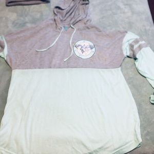 Hooded mint green and gray Wonder Woman shirt.